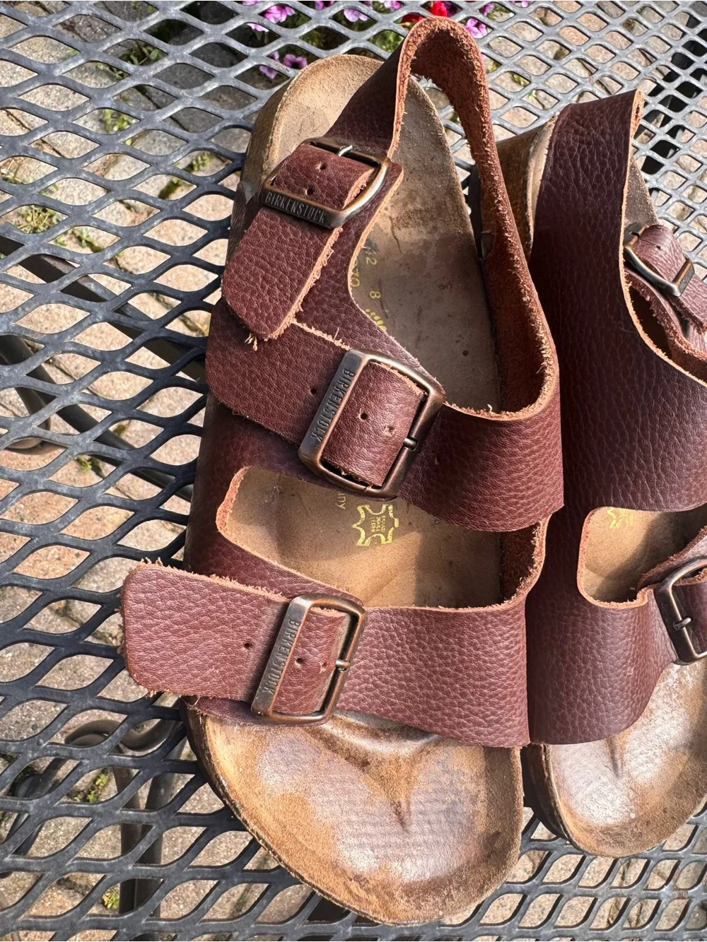 Birkenstock Papillio Brown Double-Buckle Leather Sandals EU 42 US Mens 9
